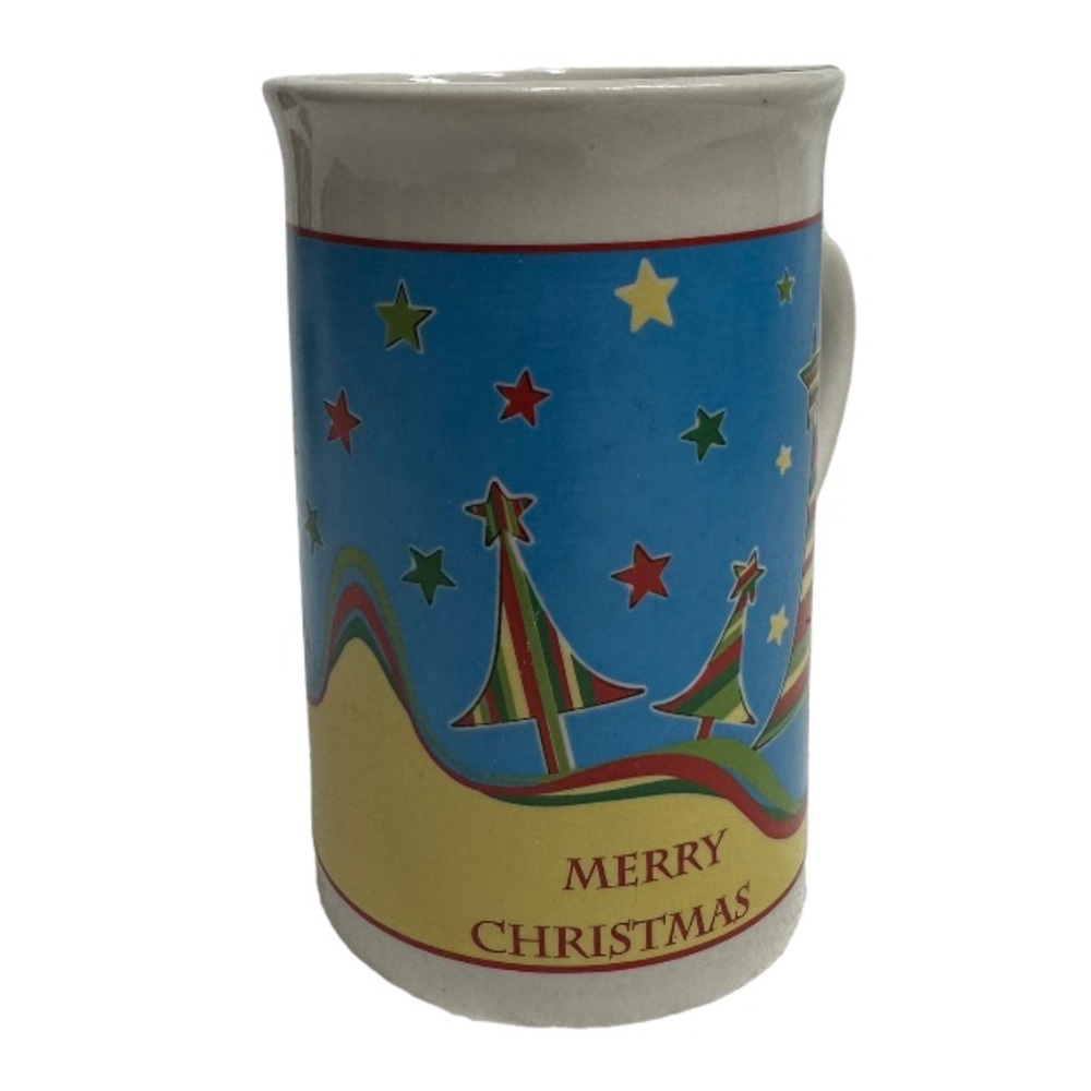 Royal Norfolk Greenbrier Intl Merry Christmas Holiday Coffee Mug Trees &‎ Stars